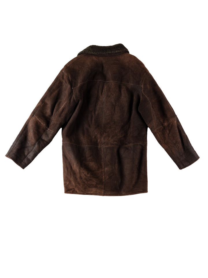 Vintage 80's Men Sheepskin Coat in BrownVN523