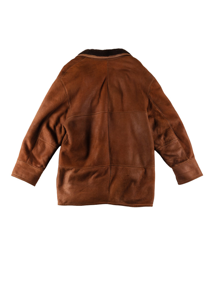 Vintage 80's Men Sheepskin Coat in BrownVN640