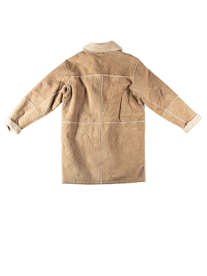Vintage 90's Men Faux Sheepskin Coat in BeigeVN376