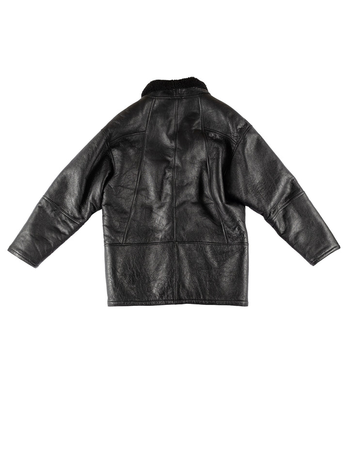 Vintage 80's Men Sheepskin Coat in BlackVN717