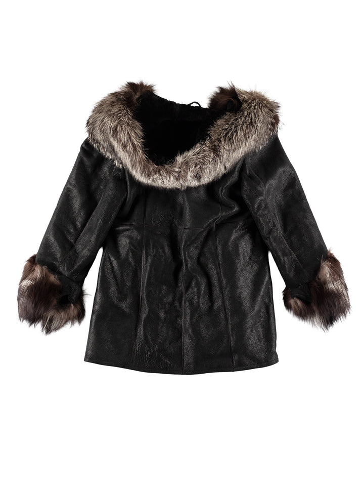 Vintage 70's Women Sheepskin Coat in BlackMN491