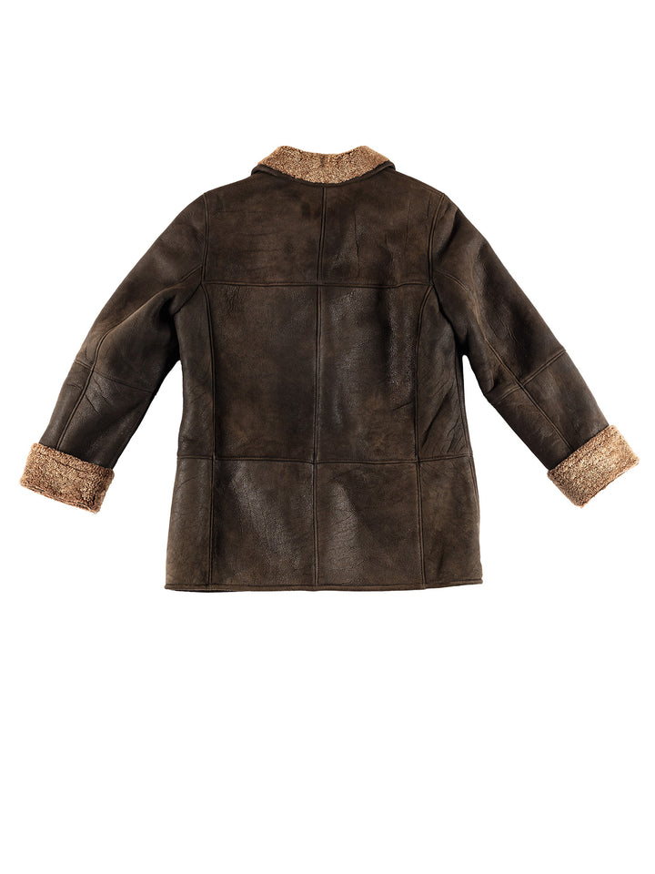 Vintage 80's Women Sheepskin Coat in BrownMN401