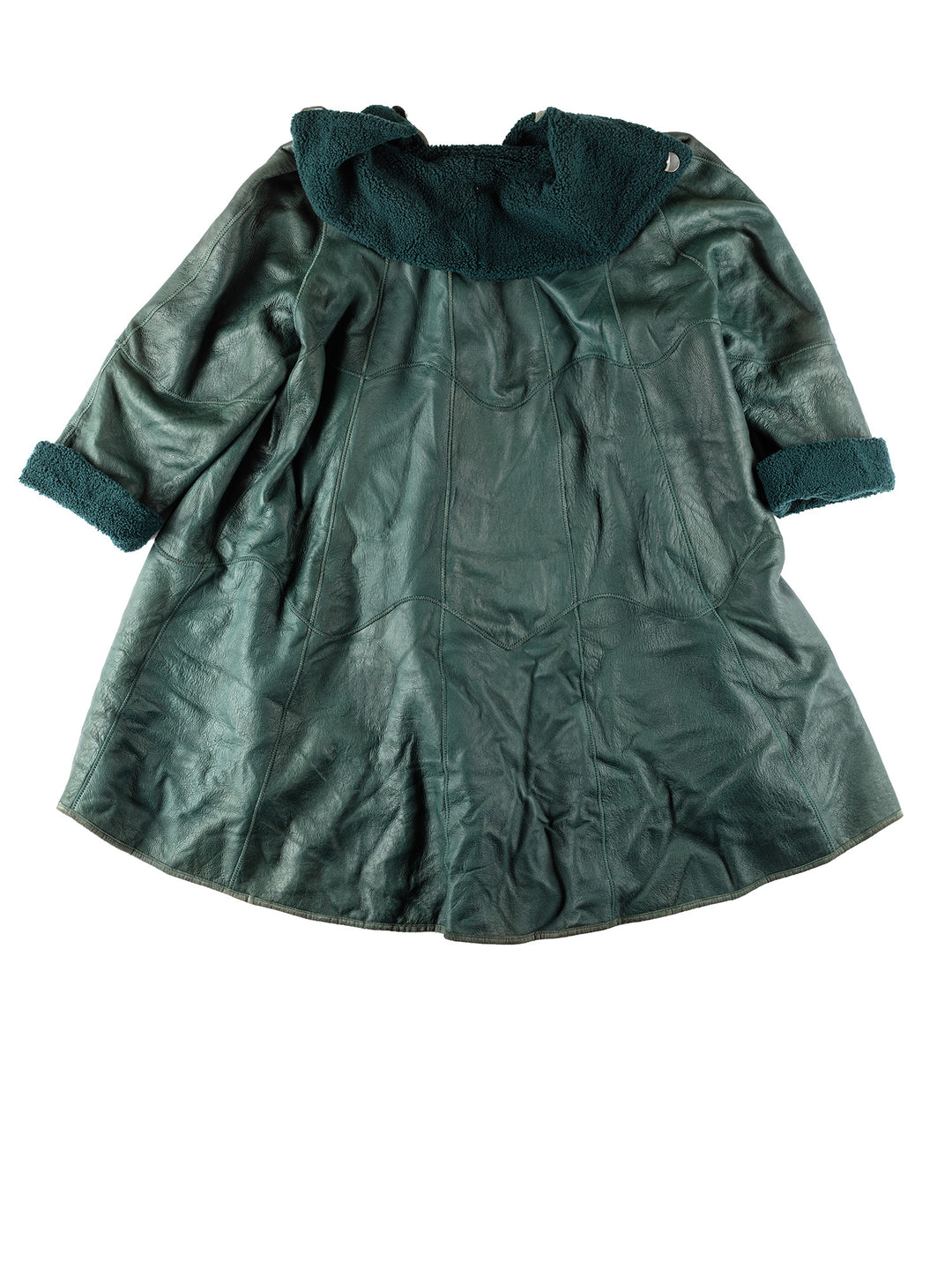 Vintage 80's Women Sheepskin Coat in GreenMN467