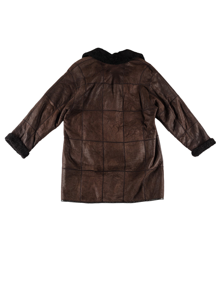 Vintage 80's Women Sheepskin Coat in BrownMN752