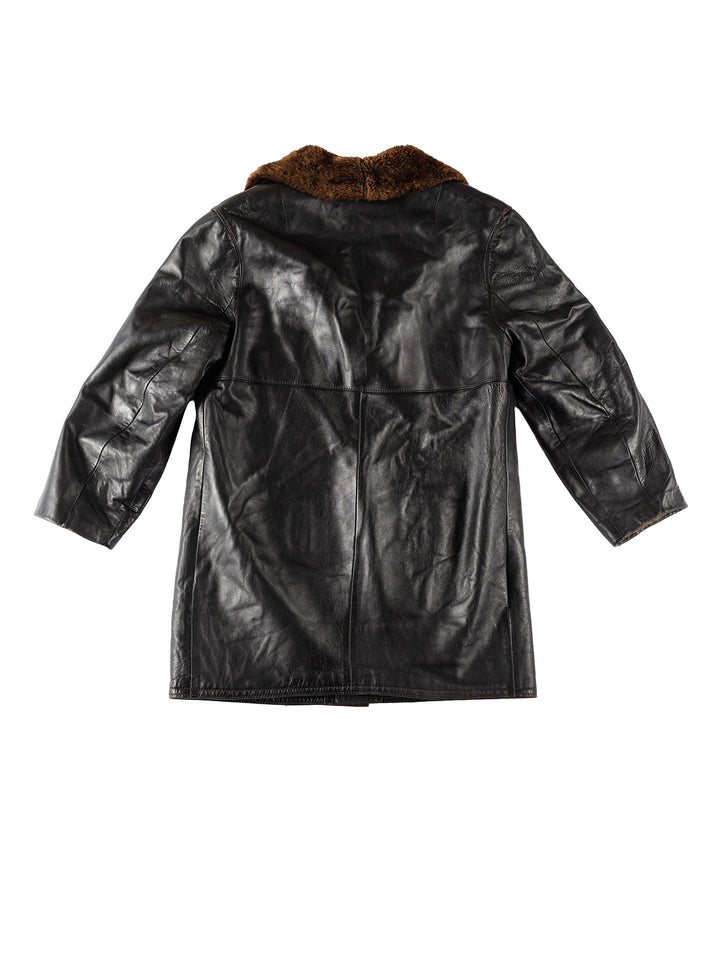 Vintage 80's Men Leather Coat in BlackVN360