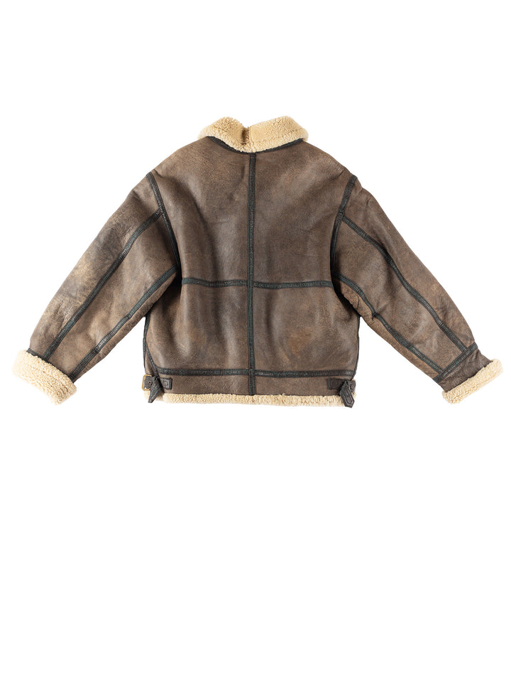 Vintage 80's Men Sheepskin Jacket in BrownVN267
