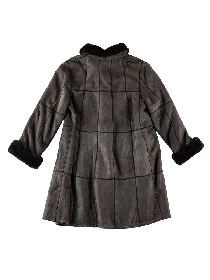 Vintage 80's Women Sheepskin Coat in GrayMN704