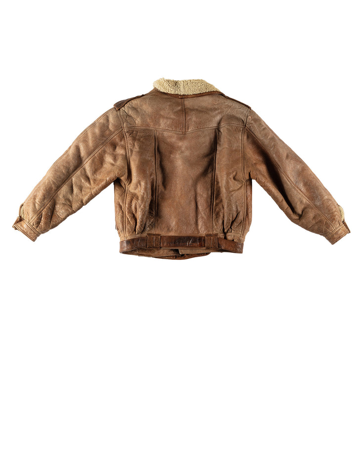 Vintage 80's Men Sheepskin Jacket in BrownVN538