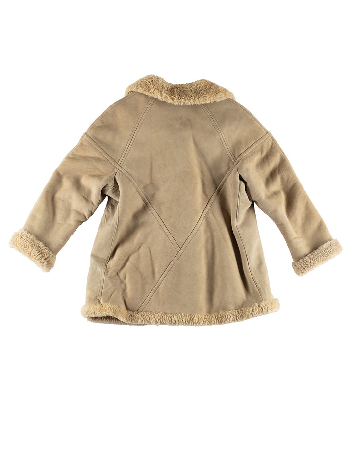 Vintage 80's Women Sheepskin Coat in BeigeMN434