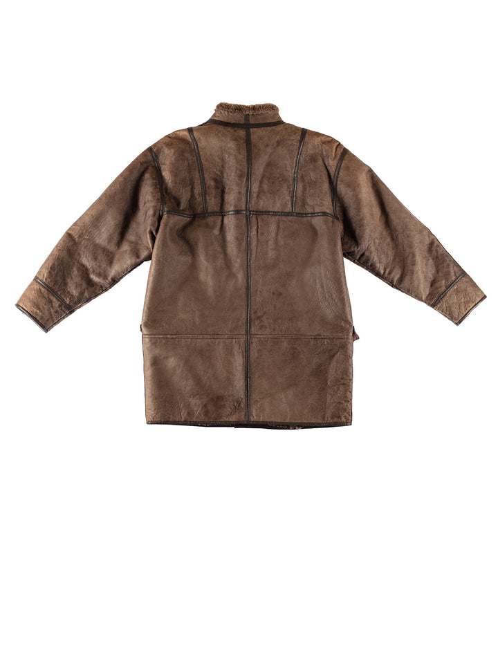 Vintage 80's Men Sheepskin Coat in BrownVN696
