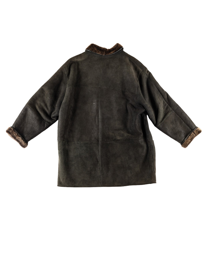 Vintage 80's Men Sheepskin Coat in GrayVN715