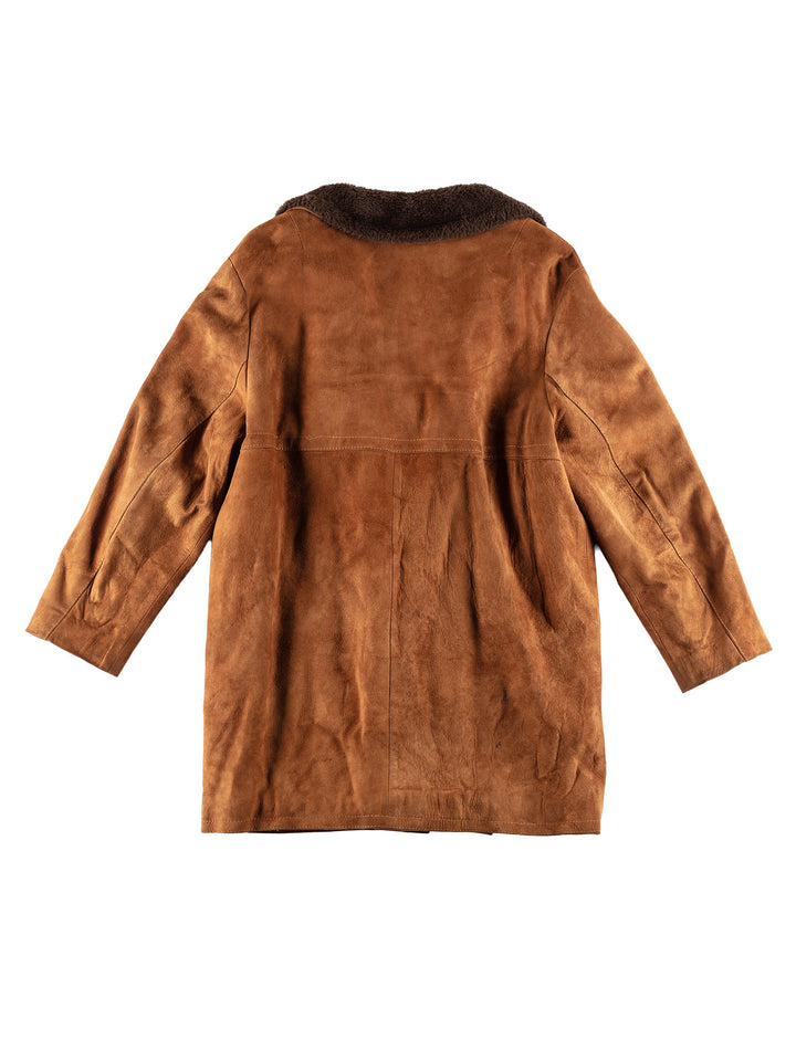 Vintage 80's Men Faux Sheepskin Coat in BrownVN435