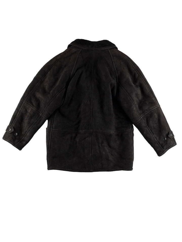 Vintage 80's Men Sheepskin Coat in BlackVN444