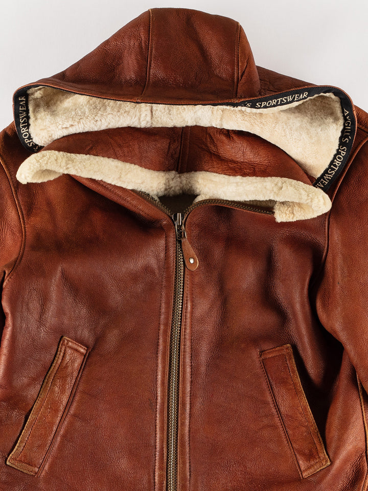 Vintage 80's Men Sheepskin Jacket in BrownVN631