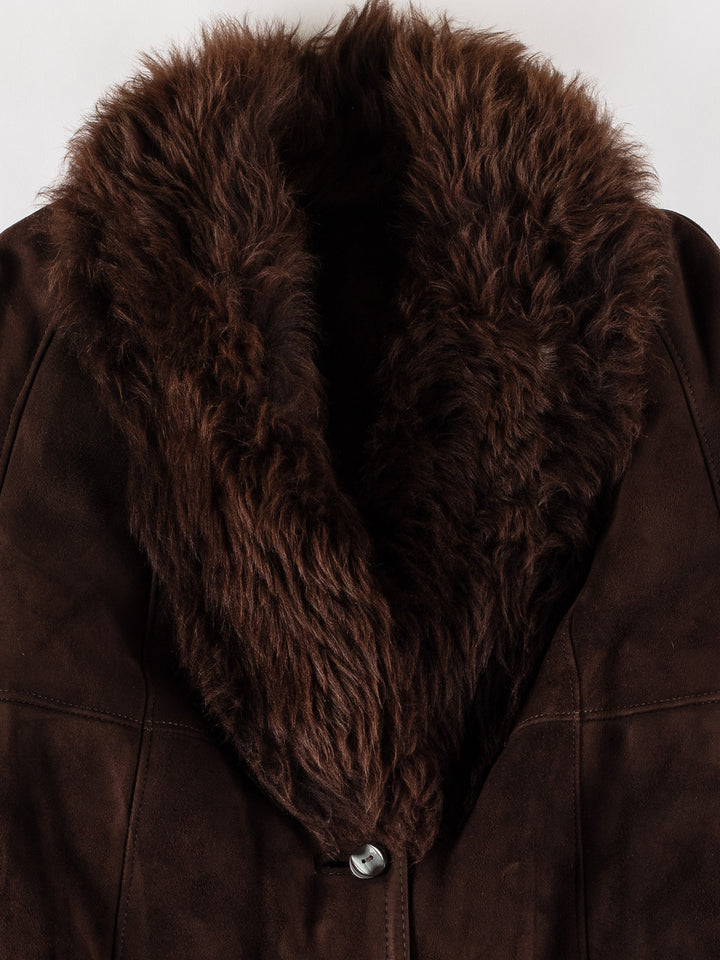 Vintage 80's Women Sheepskin Coat in BrownMN731