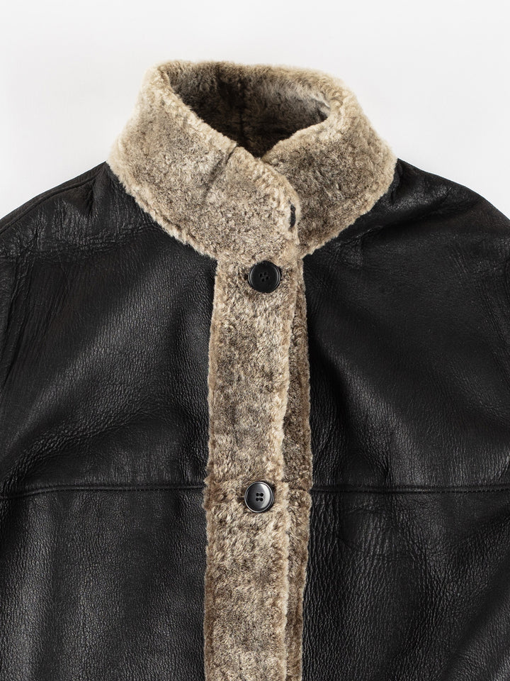Vintage 80's Women Sheepskin Coat in BlackMN387
