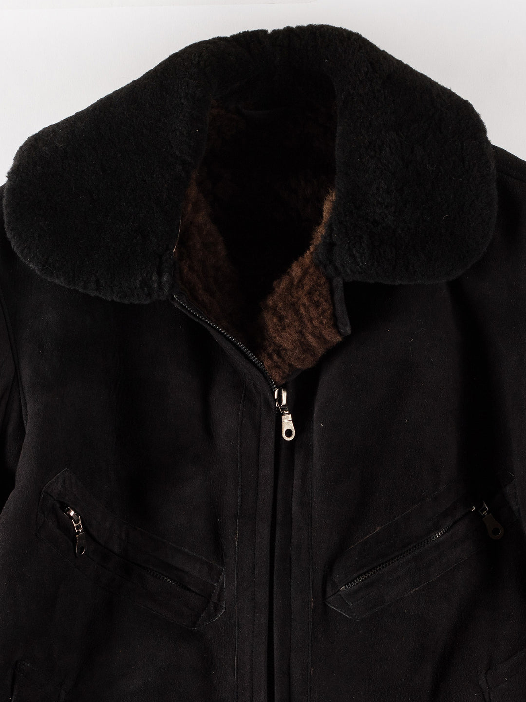 Vintage 80's Men Sheepskin Coat in BlackVN407