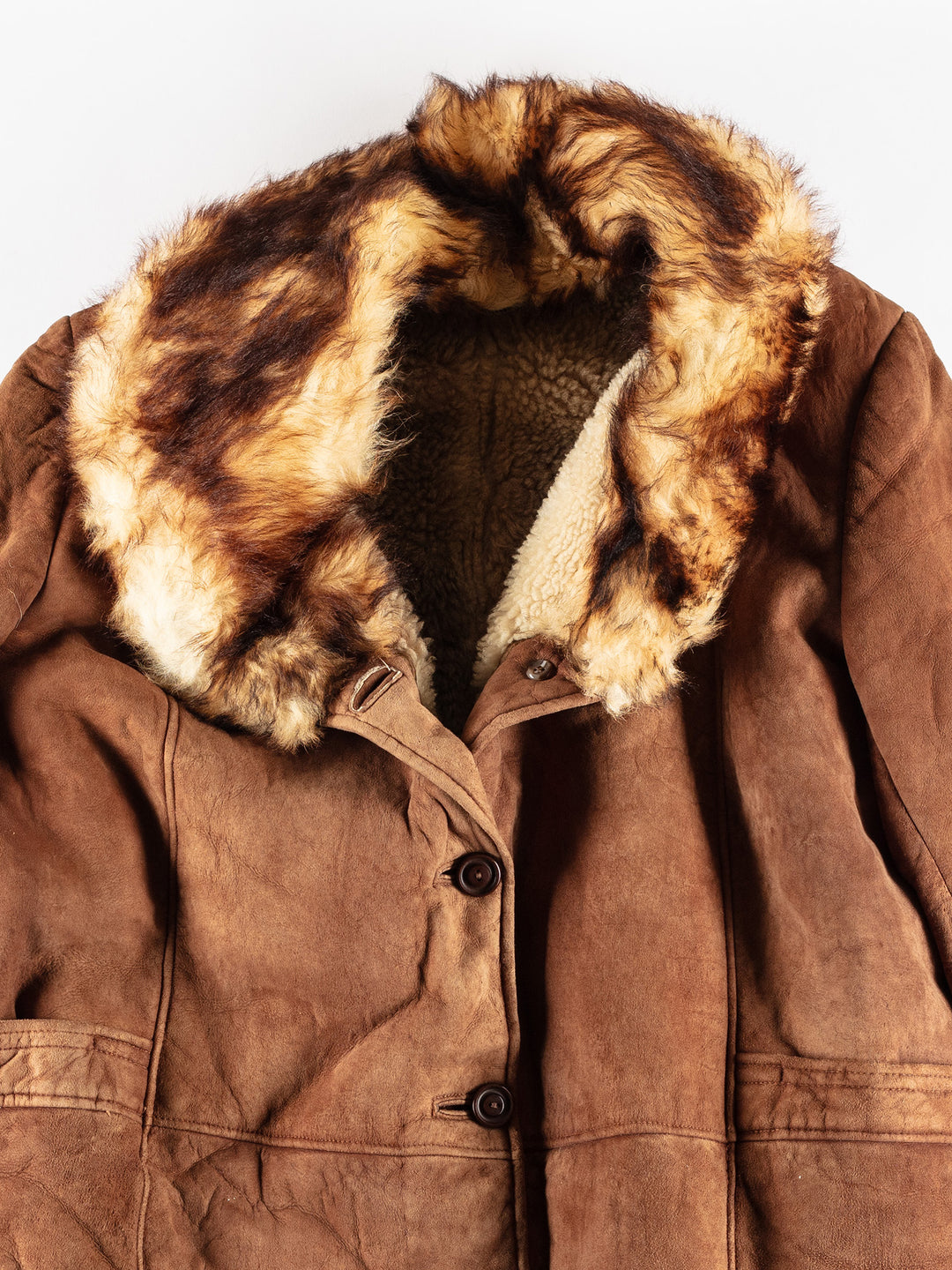 Vintage 80's Women Sheepskin Coat in BrownMN412