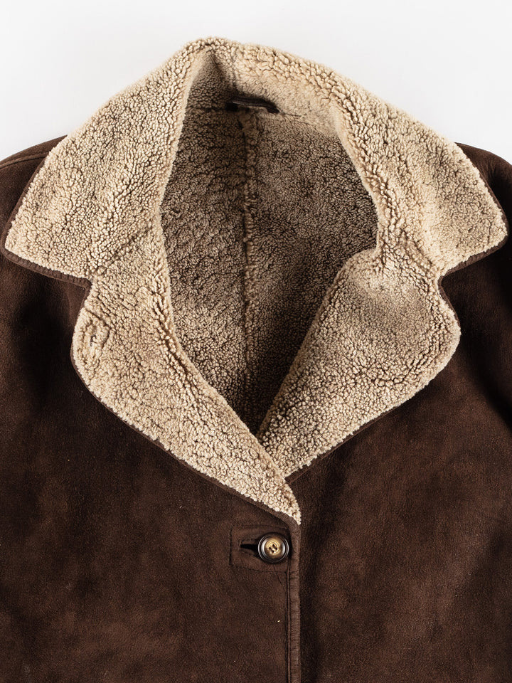 Vintage 80's Women Sheepskin Coat in BrownMN402