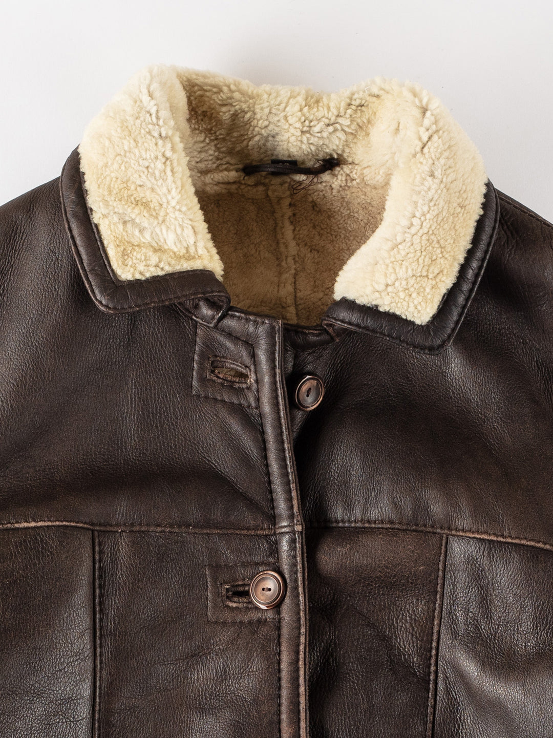 Vintage 90's Women Sheepskin Shearling Coat in BrownMN536