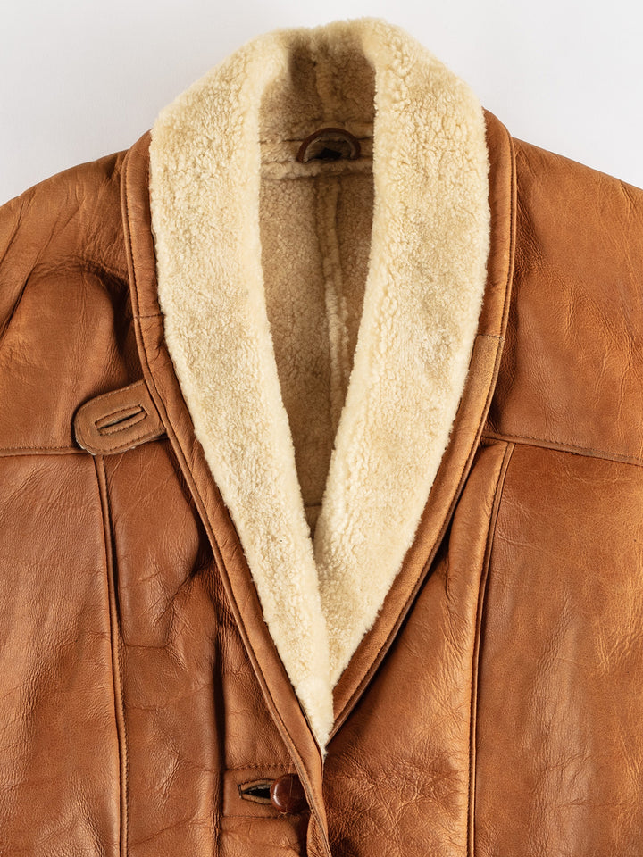 Vintage 80's Women Sheepskin Coat in BrownMN668