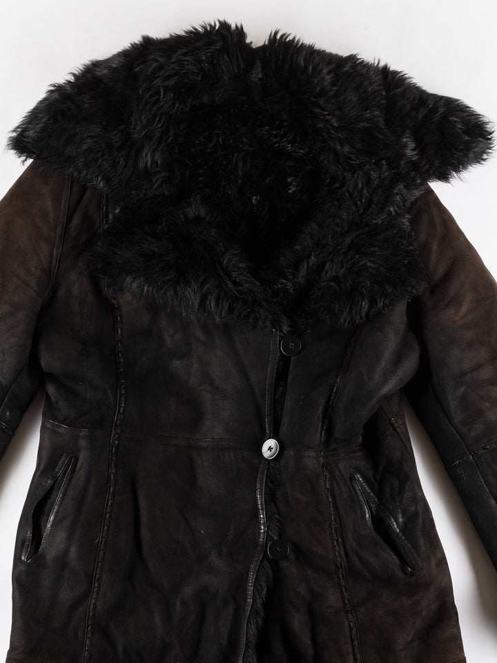 Vintage 70's Women Sheepskin Coat in BlackMN508