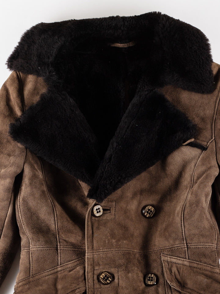 Vintage 70's Men Sheepskin Coat in BrownVN724
