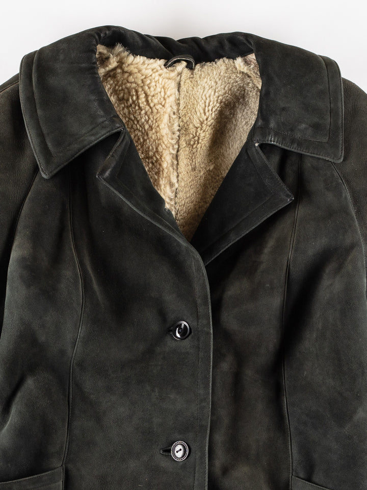 Vintage 70's Women Sheepskin Coat in GreenMN806