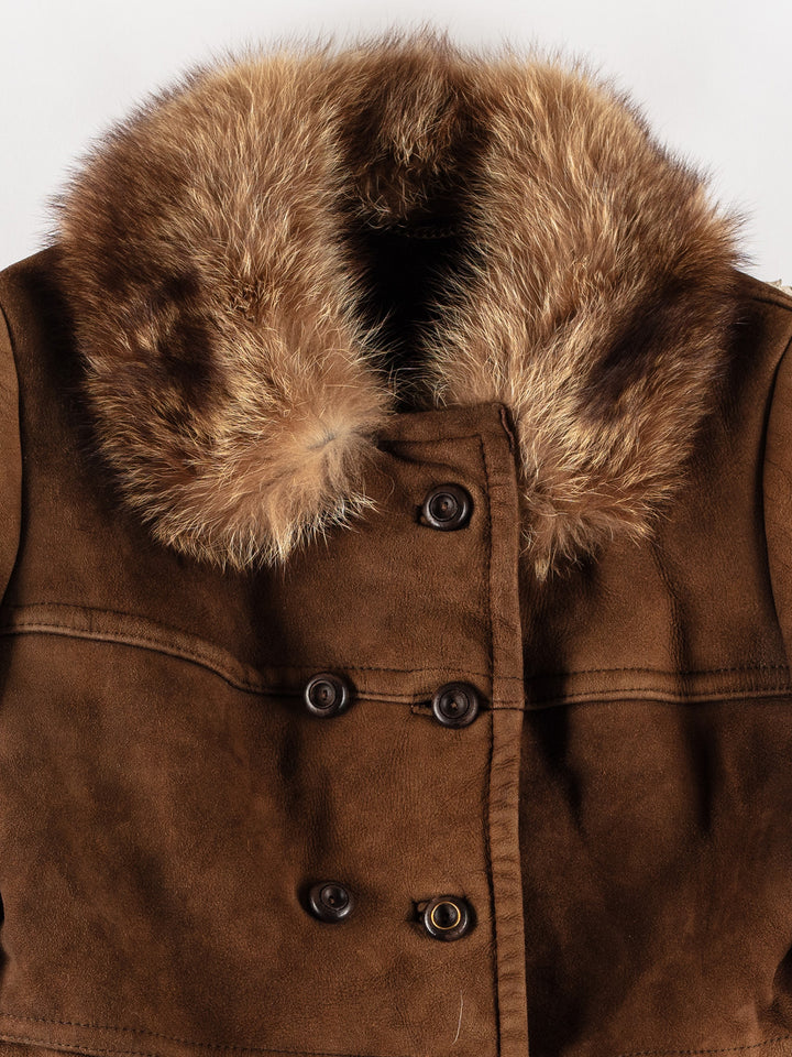 Vintage 70's Women Sheepskin Coat in BrownMN743