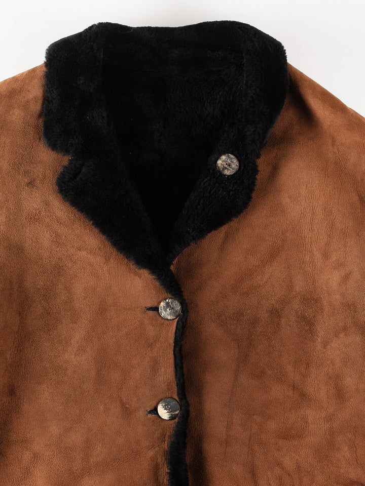 Vintage 80's Women Sheepskin Coat in BrownMN319