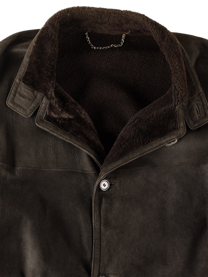 Vintage 80's Men Sheepskin Coat in KhakiVN312