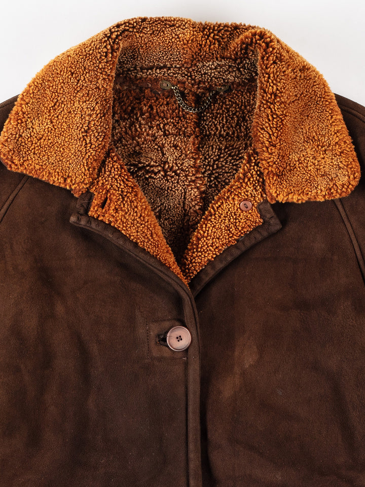 Vintage 80's Women Sheepskin Coat in BrownMN372
