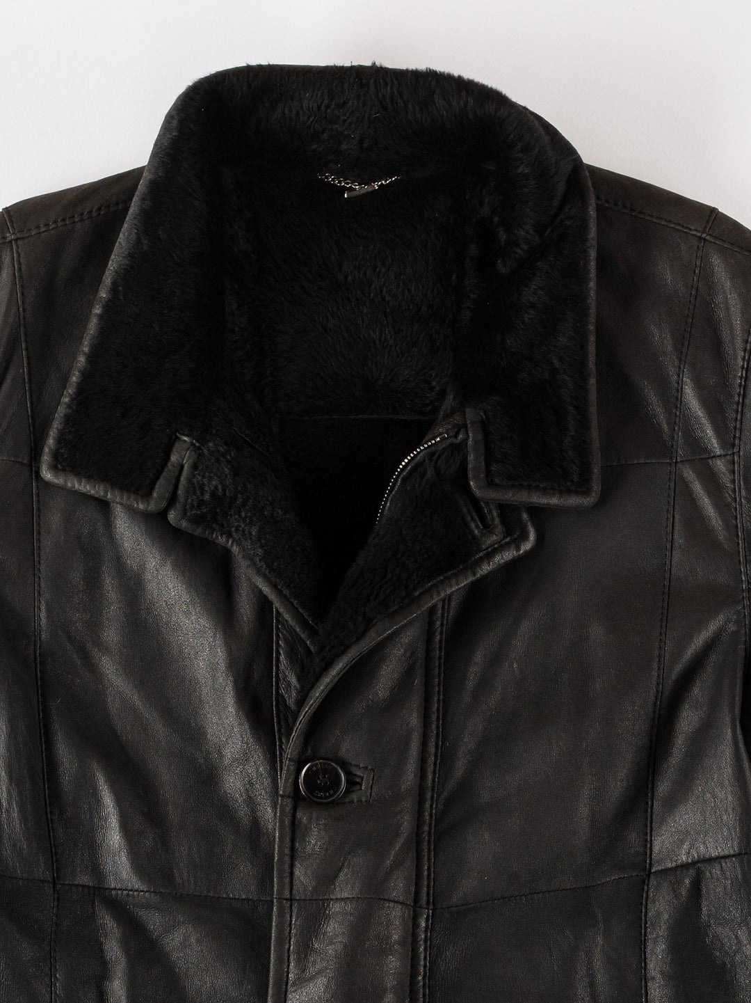 Vintage 80's Men Sheepskin Coat in BlackVN519