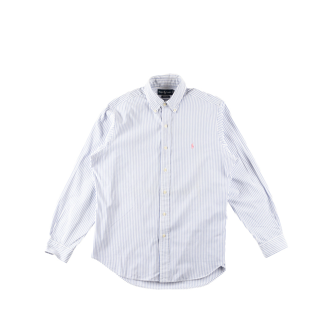 Vintage 90. gadu Vīriešu Ralph Lauren Zils Strīpains Krekls 