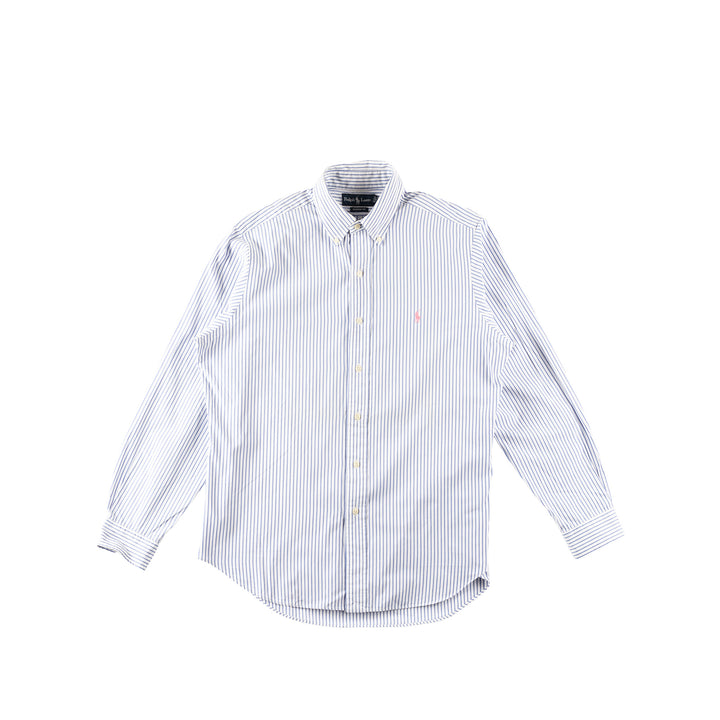 Vintage 90. gadu Vīriešu Ralph Lauren Zils Strīpains Krekls 