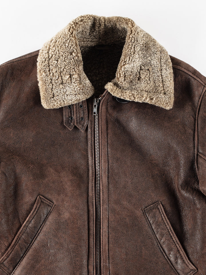 Vintage 80's Men Sheepskin Jacket in BrownVN382