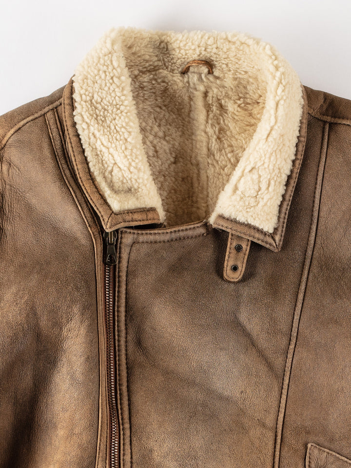 Vintage 80's Men Sheepskin Coat in BrownVN517
