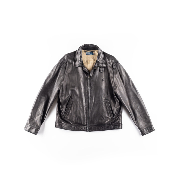 Vintage 2000. gadu vīriešu Ralph Lauren ādas jaka melnā krāsā