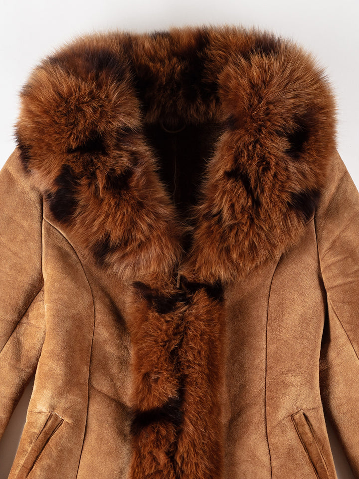 Vintage 70's Women Sheepskin Coat in BrownMN565