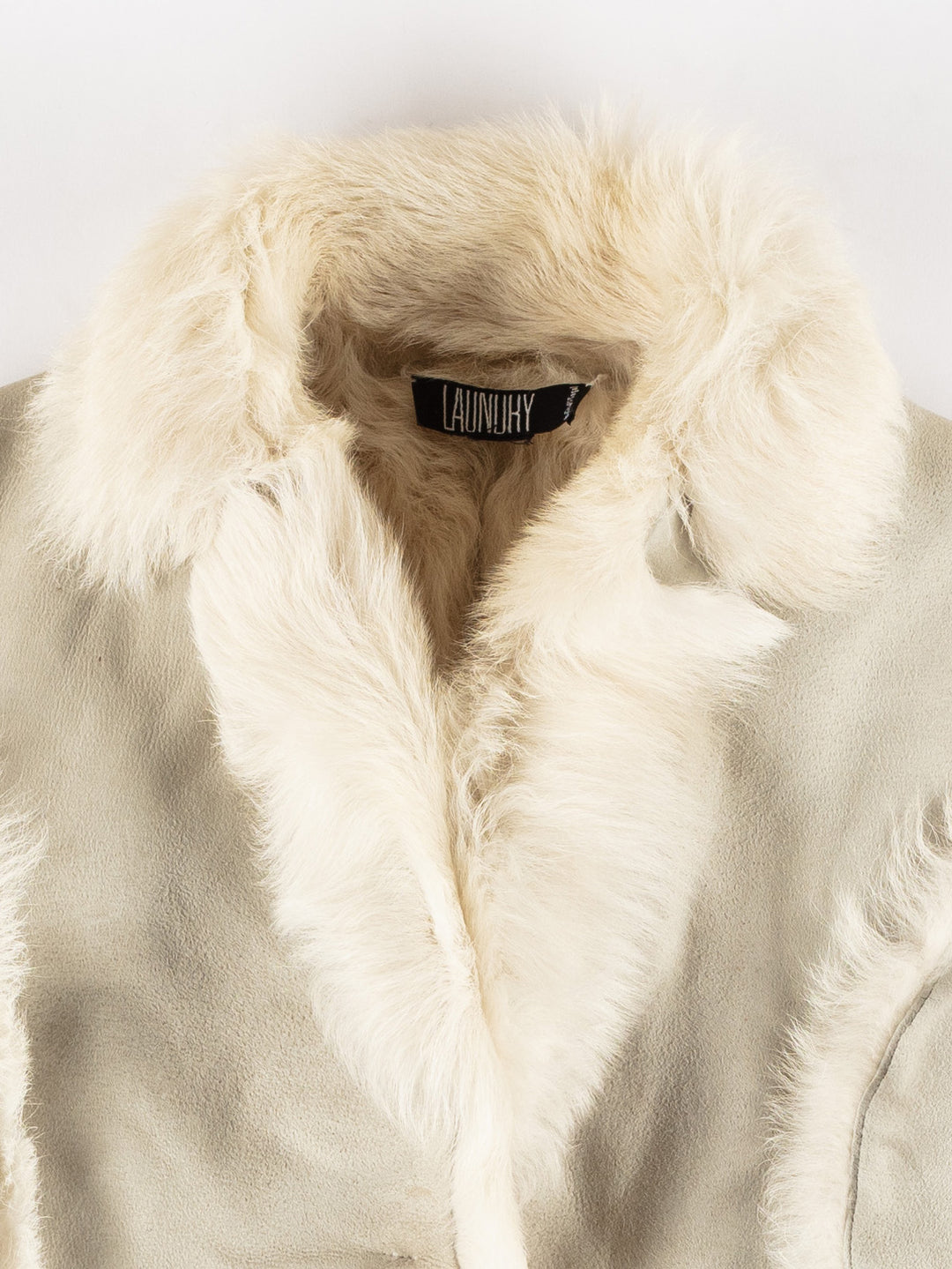 Vintage 80's Women Sheepskin Jacket in BeigeMN382