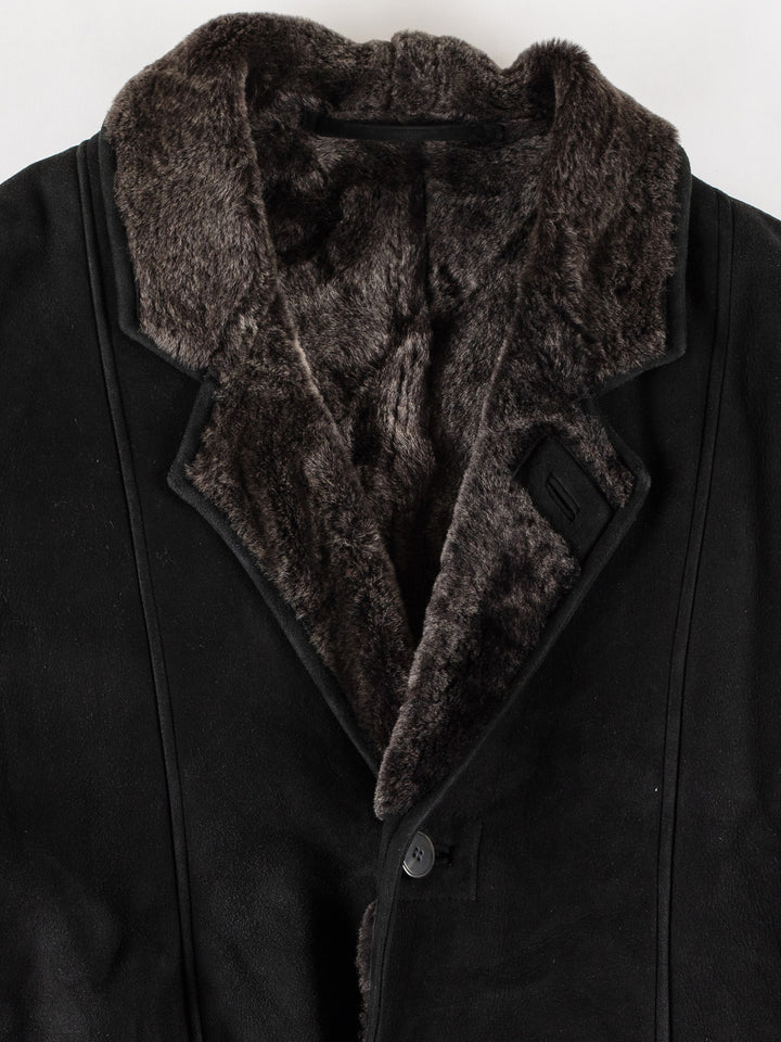 Vintage 80's Men Sheepskin Coat in BlackVN749