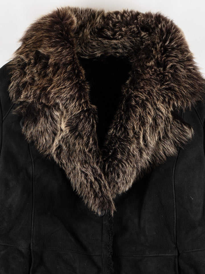 Vintage 70's Women Sheepskin Coat in BlackMN753