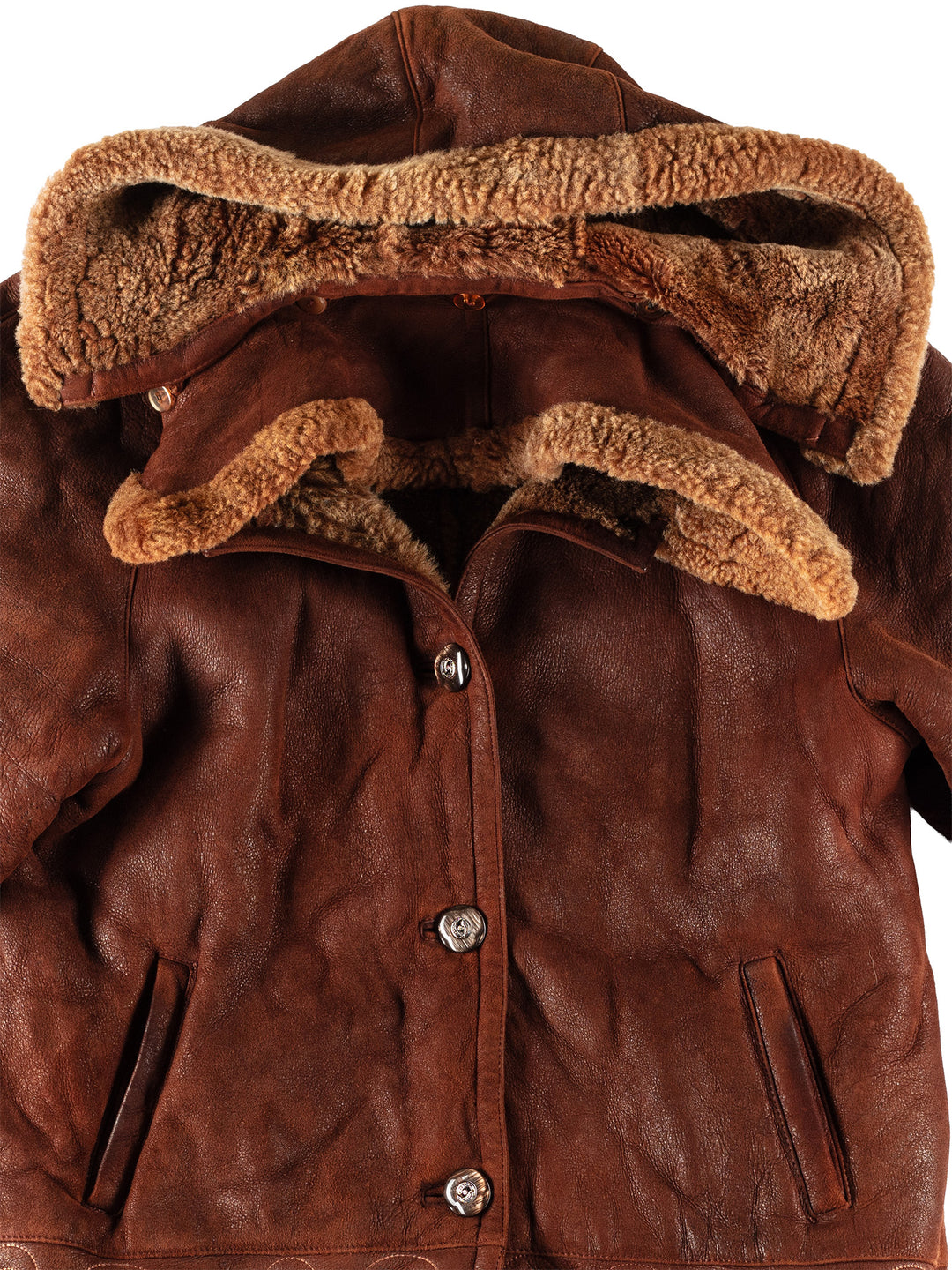 Vintage 80's Women Sheepskin Coat in BrownMN448