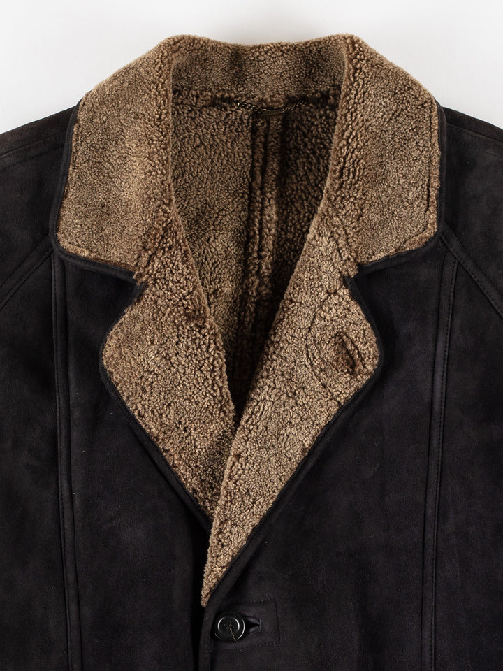 Vintage 80's Men Sheepskin Coat in GrayVN714