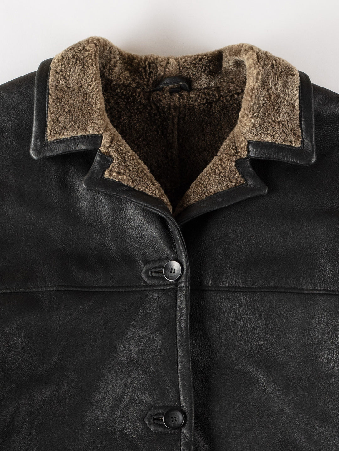 Vintage 80's Men Sheepskin Coat in BlackVN516