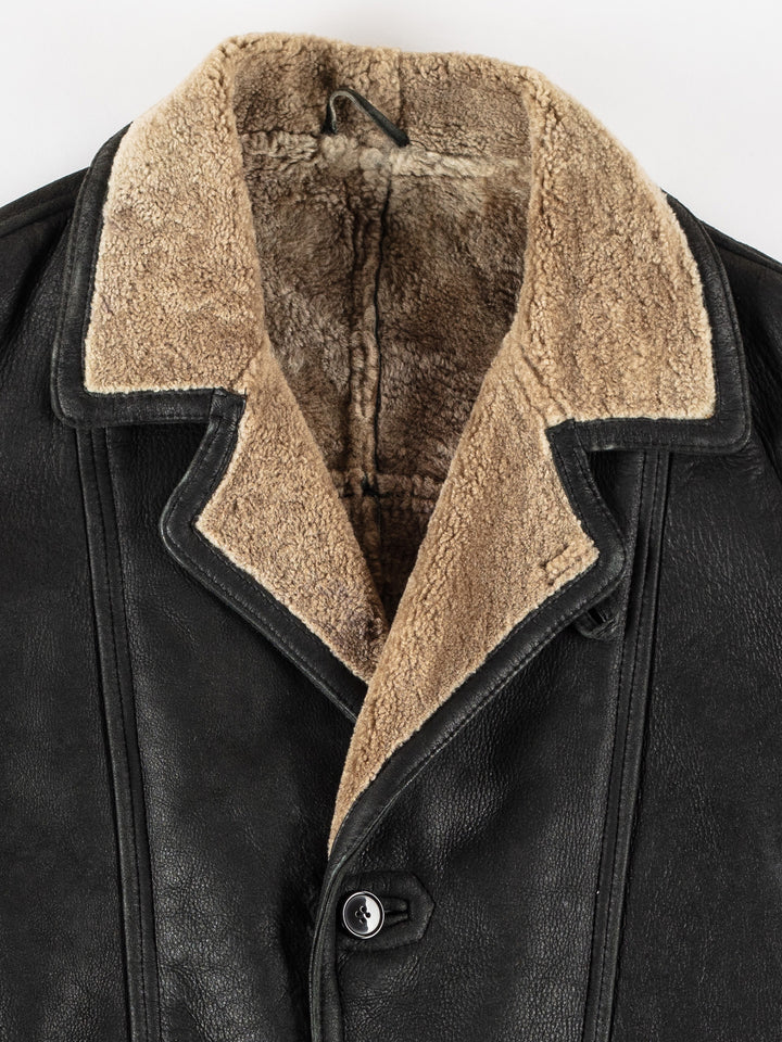 Vintage 80's Men Sheepskin Coat in BlackVN719
