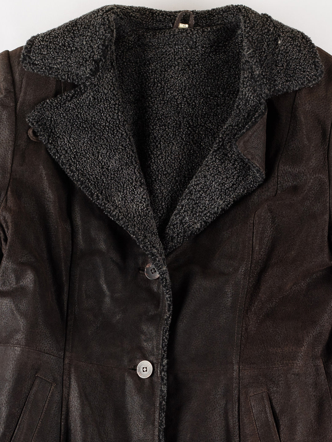 Vintage 70's Women Faux Sheepskin Coat in GrayMN646