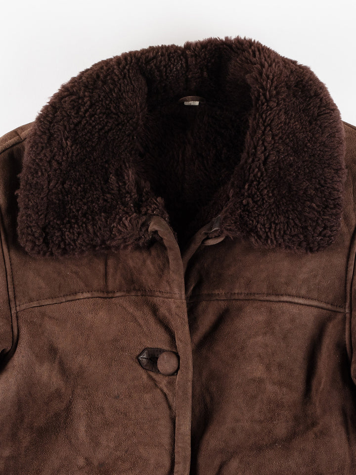 Vintage 80's Women Sheepskin Coat in BrownMN414