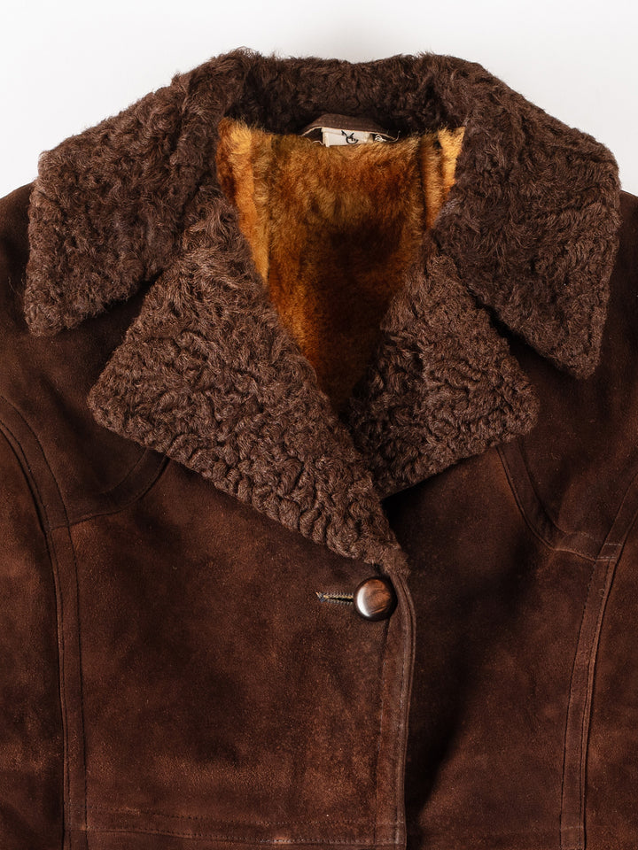 Vintage 70's Women Sheepskin Coat in BrownMN316