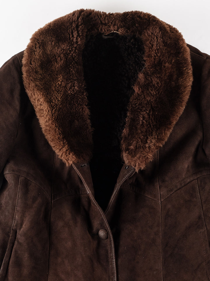 Vintage 70's Women Sheepskin Coat in BrownMN290